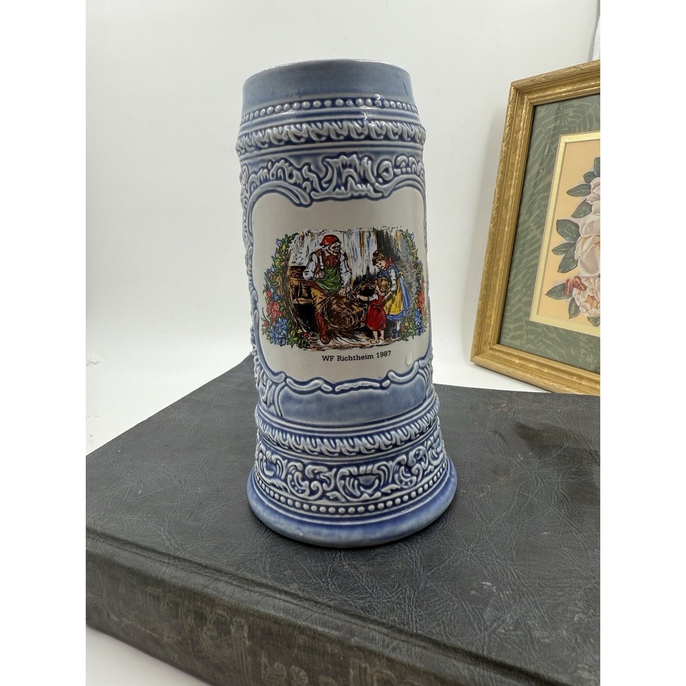 Beer Mug Stein Tankard WF Richtheim 1987 Vintage Germany Blue Family
